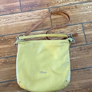 Valentina Yellow and Brown Crossbody Bag
